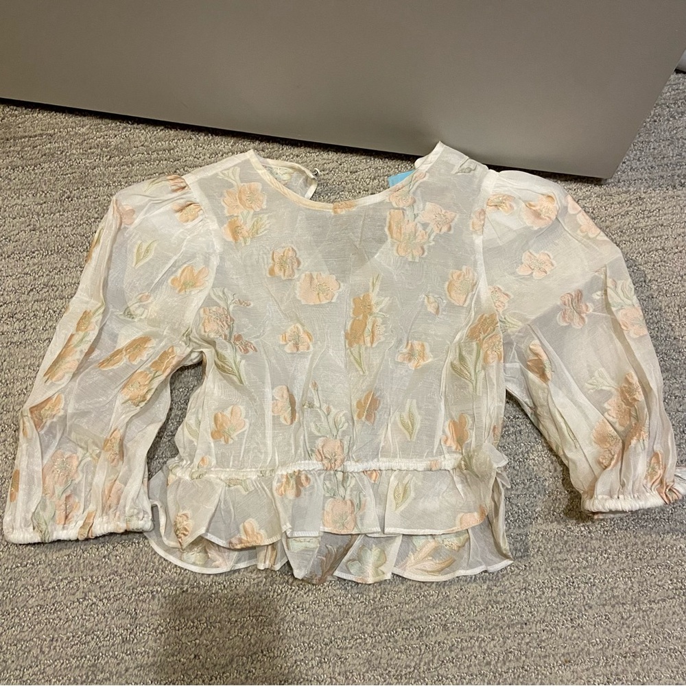 Future Collective Gabriella Karefa-Johnson Cropped Lace Top Blouse Size XS NWOT